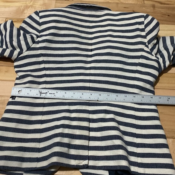 Striped Navy and White Women's Blazer - Picture 6 of 16